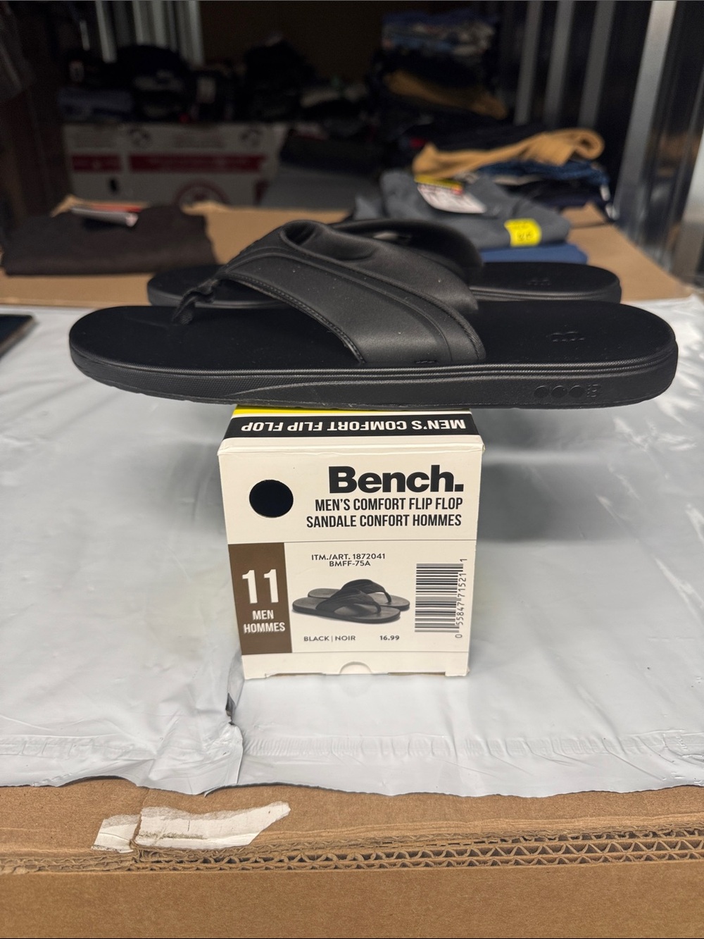Bench Men's Black Comfort Flip-Flops
